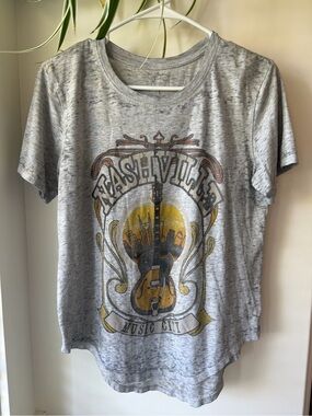 Nashville Music City burnout heather gray graphic tee- rodeo western fit